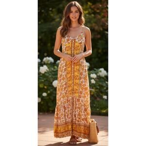 Qed London Meadow Profile Floral Maxi Dress Size US 10